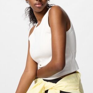 Uniqlo - White Ribbed Cropped Sleeveless Bra Top